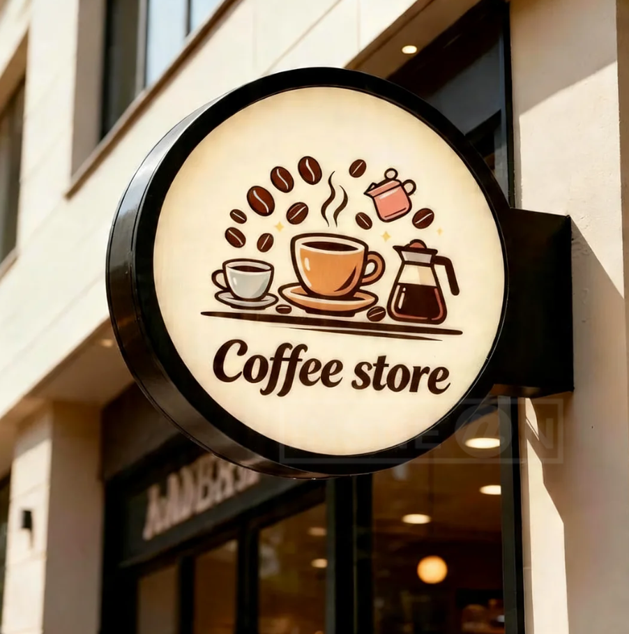 Coffee Equipment For Business - Double-Sided Outdoor Business Logo Custom LED